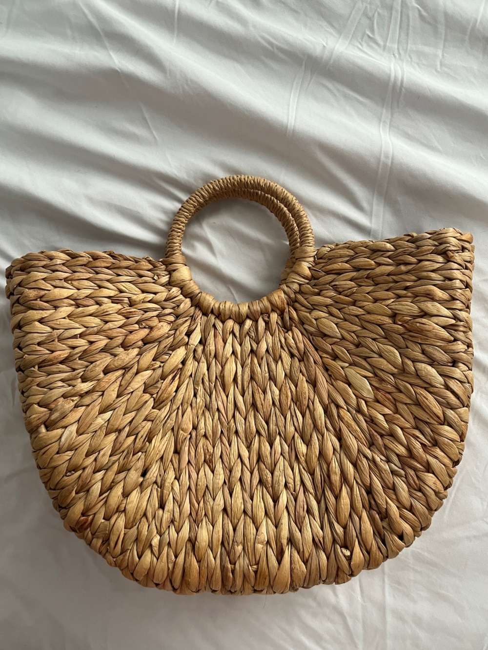 Handwoven Natural Straw Tote Summer Handbag Minimalist Raffia Beachy